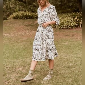 The Great 100% cotton derby dress, black getaway, size 2 (m)